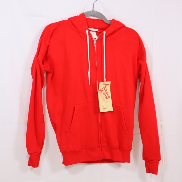 Active Wear Other - Active Wear Zip Up Hoodie Small Red Unisex Vintage Deadstock Sweatshirt